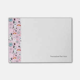 pattern of cats and flowers post-it notes