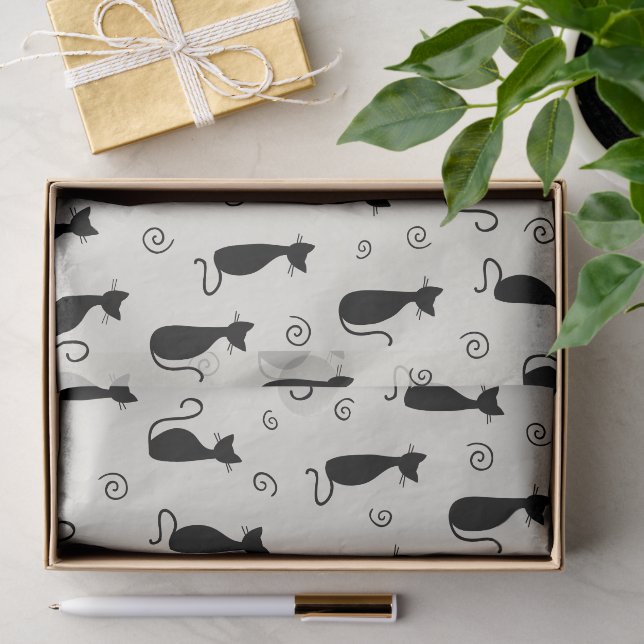Pattern Of Cats, Cute Cats, Black Cats, Kittens Tissue Paper (Gift)