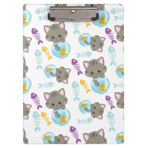 Pattern Of Cats, Cute Cats, Kittens, Fish Clipboard