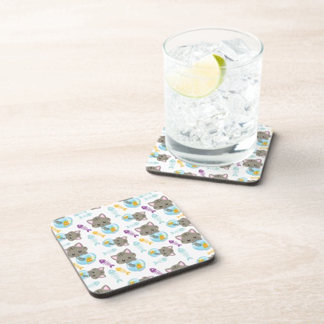 Pattern Of Cats, Cute Cats, Kittens, Fish Coaster (Right Side)
