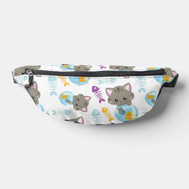 Pattern Of Cats, Cute Cats, Kittens, Fish Fanny Pack (Lay Down)