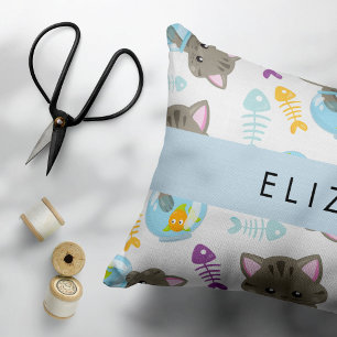 Pattern Of Cats, Cute Cats, Kittens, Your Name Accent Pillow