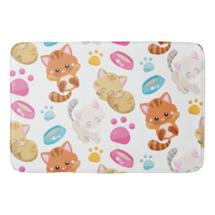 Pattern Of Cats, Cute Cats, Kitty, Kittens, Paws Bath Mat