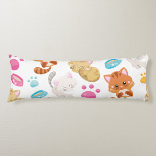 Pattern Of Cats, Cute Cats, Kitty, Kittens, Paws Body Pillow