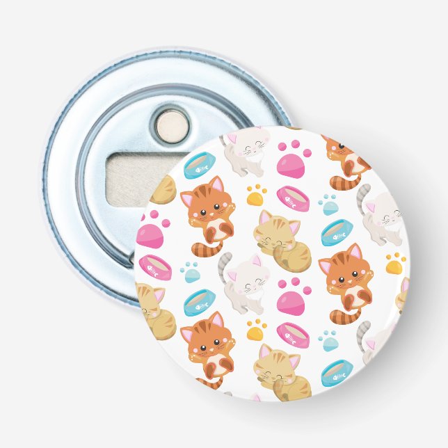 Pattern Of Cats, Cute Cats, Kitty, Kittens, Paws Bottle Opener (Front)