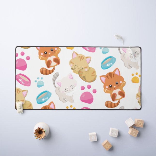 Pattern Of Cats, Cute Cats, Kitty, Kittens, Paws Desk Mat (Kids Table)