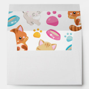 Pattern Of Cats, Cute Cats, Kitty, Kittens, Paws Envelope
