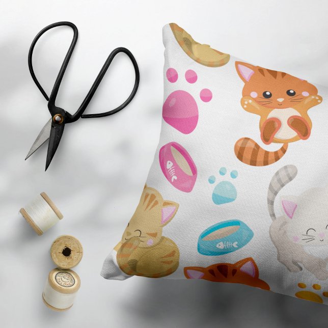 Pattern Of Cats, Cute Cats, Kitty, Kittens, Paws Pillowcase (Creator Uploaded)