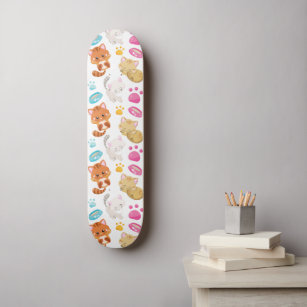 Pattern Of Cats, Cute Cats, Kitty, Kittens, Paws Skateboard