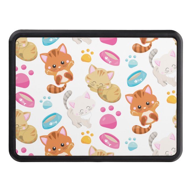 Pattern Of Cats, Cute Cats, Kitty, Kittens, Paws Trailer Hitch Cover (Front)