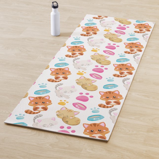 Pattern Of Cats, Cute Cats, Kitty, Kittens, Paws Yoga Mat (In Situ)