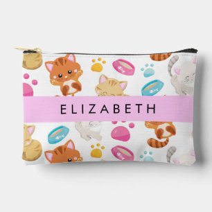 Pattern Of Cats, Cute Cats, Kitty, Paws, Your Name Accessory Pouch