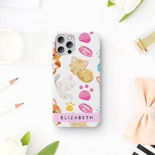 Pattern Of Cats, Cute Cats, Kitty, Paws, Your Name iPhone 16 Case