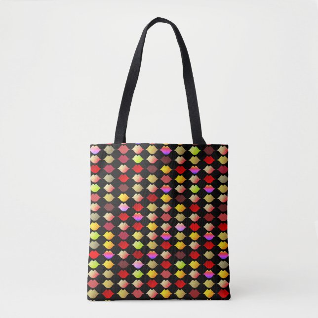 Pattern of Color Lips . Colorful Mouths Tote Bag (Front)