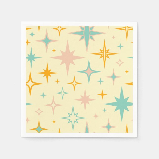 Pattern of colorful retro stars napkin (Front)