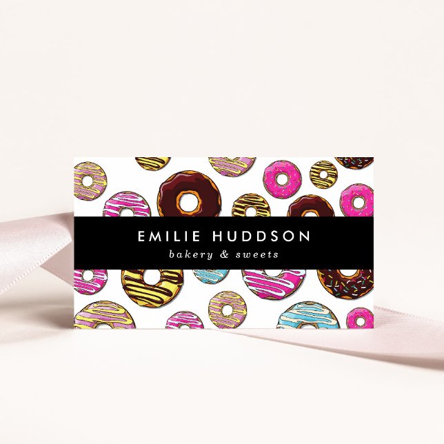 Pattern Of Colourful Doughnuts, Cake Shop, Pastry  Business Card (Creator Uploaded)