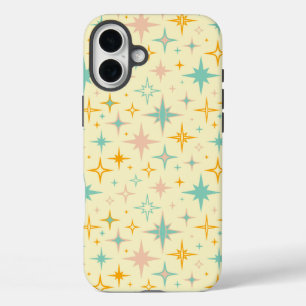 Pattern of colourful retro stars iPhone 16 plus case