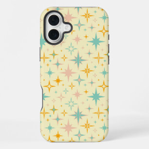 Pattern of colourful retro stars iPhone 16 plus case
