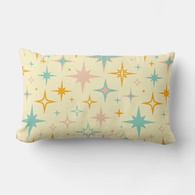 Pattern of colourful retro stars lumbar pillow (Front)
