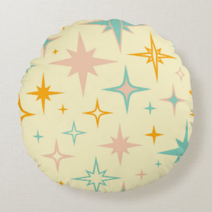 Pattern of colourful retro stars round pillow