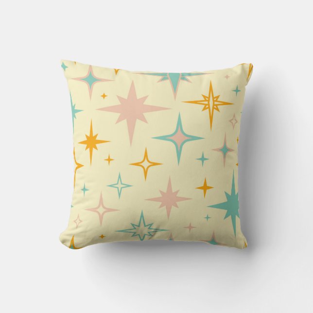 Pattern of colourful retro stars throw pillow (Front)
