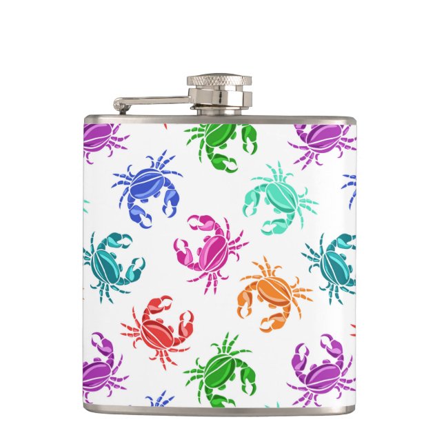 Pattern Of Crabs Hip Flask (Front)