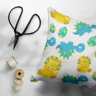 Pattern Of Dinosaurs, Cute Dinosaurs, Baby Dino Accent Pillow