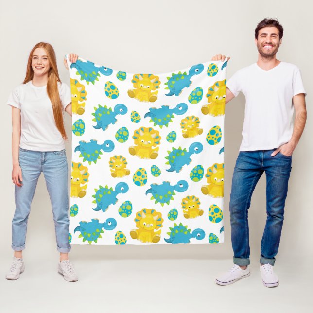 Pattern Of Dinosaurs, Cute Dinosaurs, Baby Dino Fleece Blanket (In Situ)