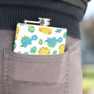 Pattern Of Dinosaurs, Cute Dinosaurs, Baby Dino Hip Flask