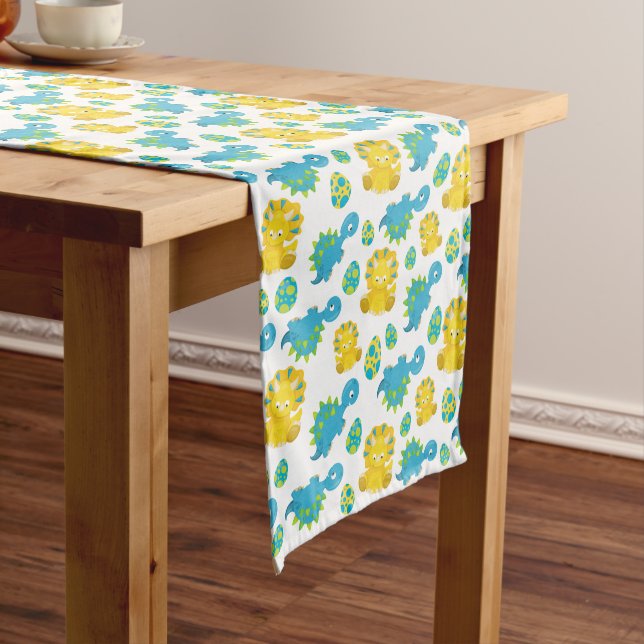 Pattern Of Dinosaurs, Cute Dinosaurs, Baby Dino Medium Table Runner (In Situ)