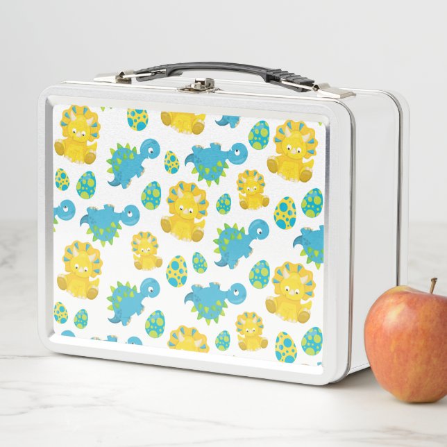 Pattern Of Dinosaurs, Cute Dinosaurs, Baby Dino Metal Lunch Box (In Situ)