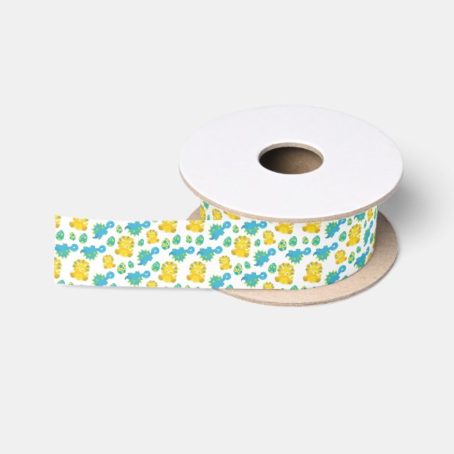 Pattern Of Dinosaurs, Cute Dinosaurs, Baby Dino Satin Ribbon (Spool)