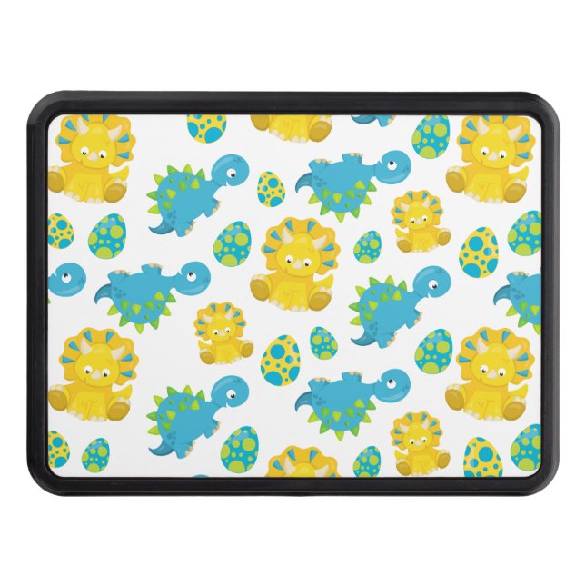 Pattern Of Dinosaurs, Cute Dinosaurs, Baby Dino Trailer Hitch Cover (Front)
