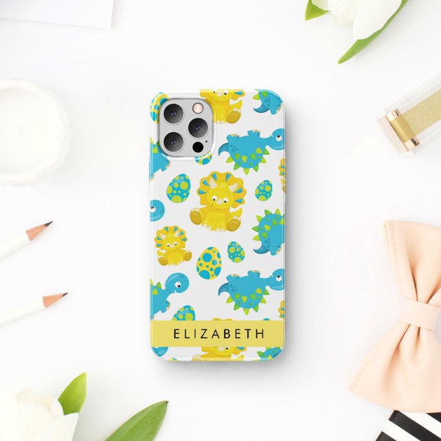 Pattern Of Dinosaurs, Cute Dinosaurs, Your Name iPhone 16 Case (Creator Uploaded)