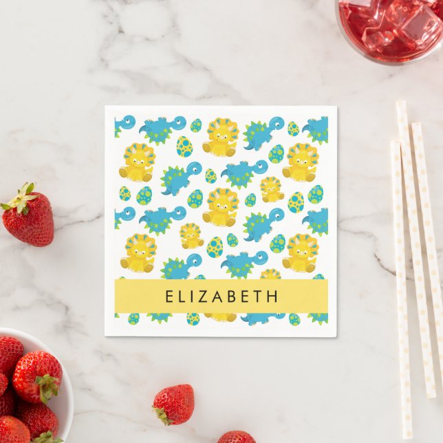 Pattern Of Dinosaurs, Cute Dinosaurs, Your Name Napkin (Insitu)