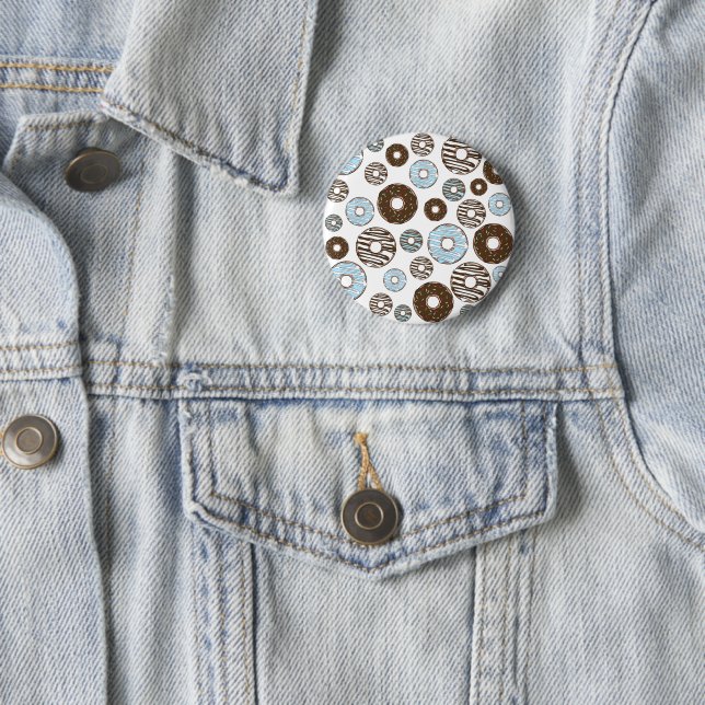 Pattern Of Doughnuts, Blue Doughnuts, Brown Doughn 2 Inch Round Button (In Situ)