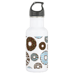 Pattern Of Doughnuts, Blue Doughnuts, Brown Doughn 532 Ml Water Bottle