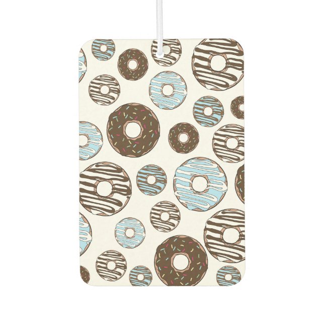 Pattern Of Doughnuts, Blue Doughnuts, Brown Doughn Air Freshener (Front)