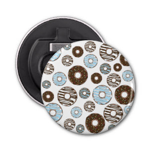 Pattern Of Doughnuts, Blue Doughnuts, Brown Doughn Bottle Opener