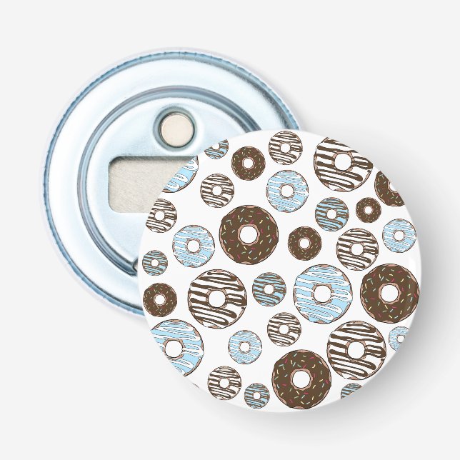 Pattern Of Doughnuts, Blue Doughnuts, Brown Doughn Bottle Opener (Front)