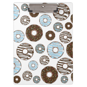 Pattern Of Doughnuts, Blue Doughnuts, Brown Doughn Clipboard