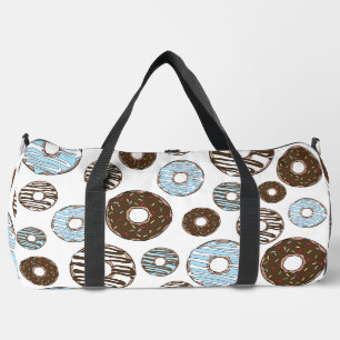 Pattern Of Doughnuts, Blue Doughnuts, Brown Doughn Duffle Bag