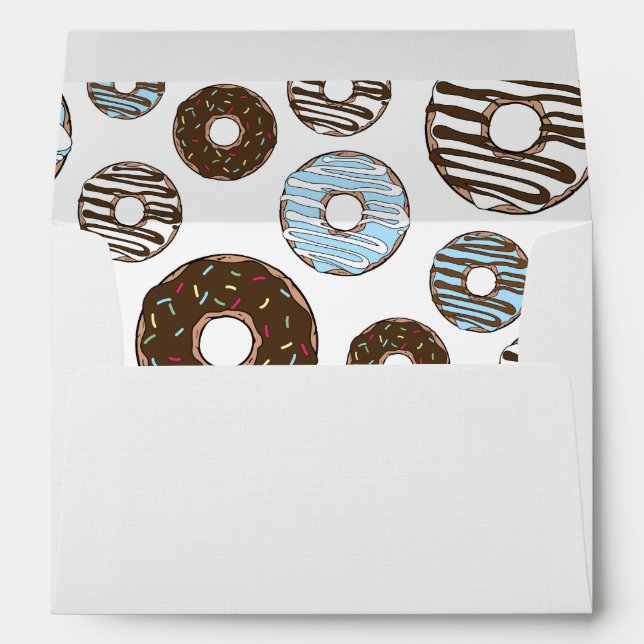 Pattern Of Doughnuts, Blue Doughnuts, Brown Doughn Envelope (Back (Bottom))