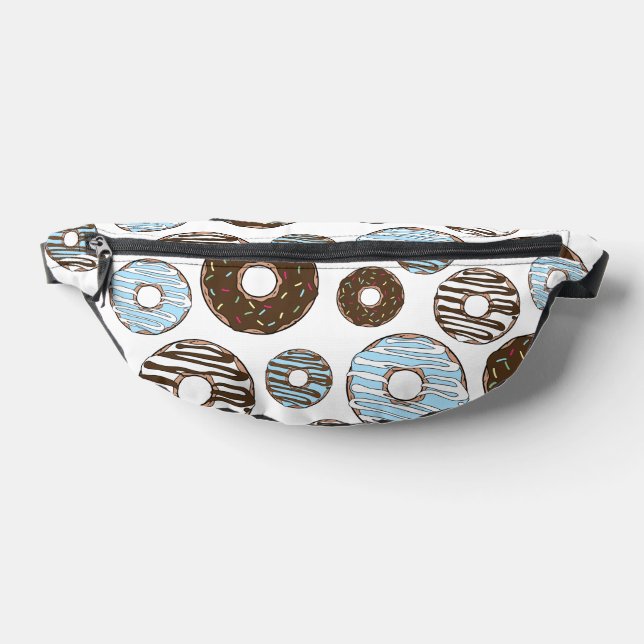 Pattern Of Doughnuts, Blue Doughnuts, Brown Doughn Fanny Pack (Lay Down)