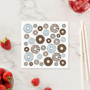 Pattern Of Doughnuts, Blue Doughnuts, Brown Doughn Napkin