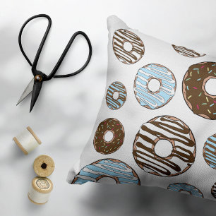Pattern Of Doughnuts, Blue Doughnuts, Brown Doughn Pillowcase