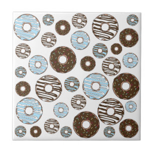 Pattern Of Doughnuts, Blue Doughnuts, Brown Doughn Tile