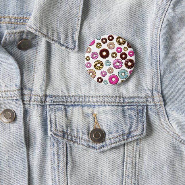 Pattern Of Doughnuts, Colourful Doughnuts, Sprinkl 2 Inch Round Button (In Situ)