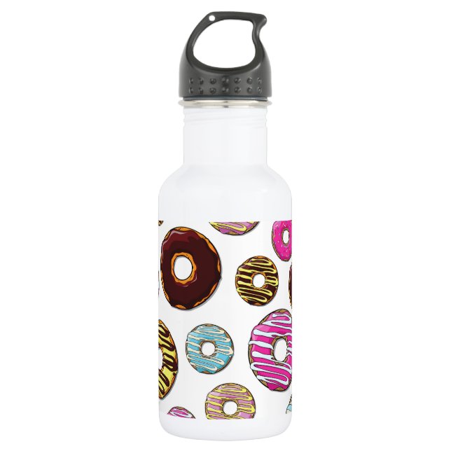 Pattern Of Doughnuts, Colourful Doughnuts, Sprinkl 532 Ml Water Bottle (Front)