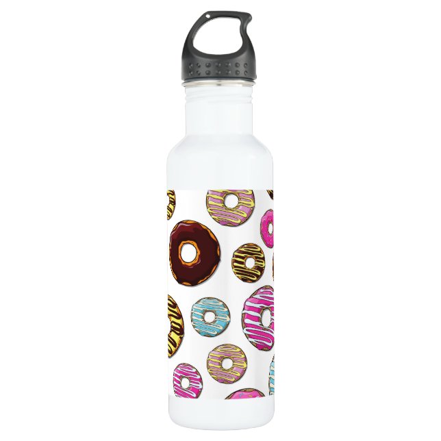 Pattern Of Doughnuts, Colourful Doughnuts, Sprinkl 710 Ml Water Bottle (Front)